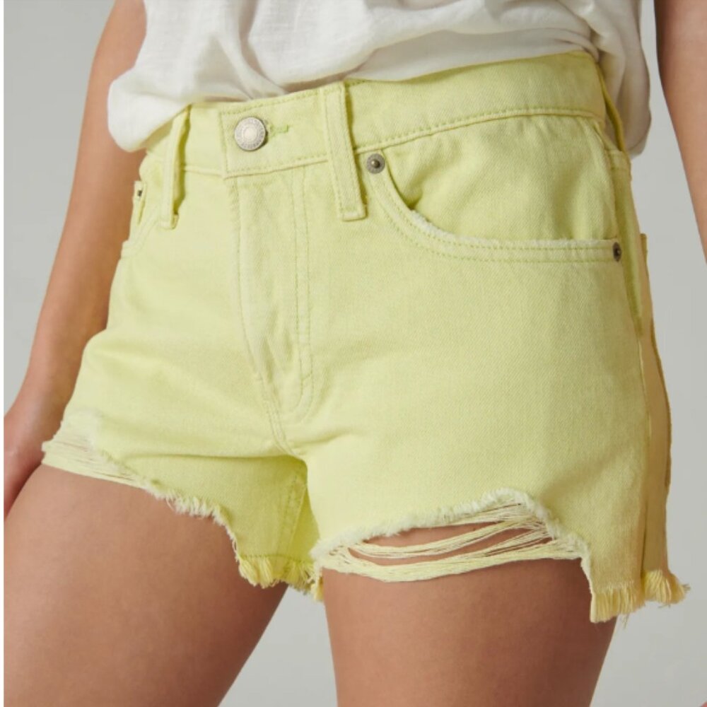 Lucky Brand Women's Destructed Mid-Rise Boy Shorts in Shadow 24 00 NWT